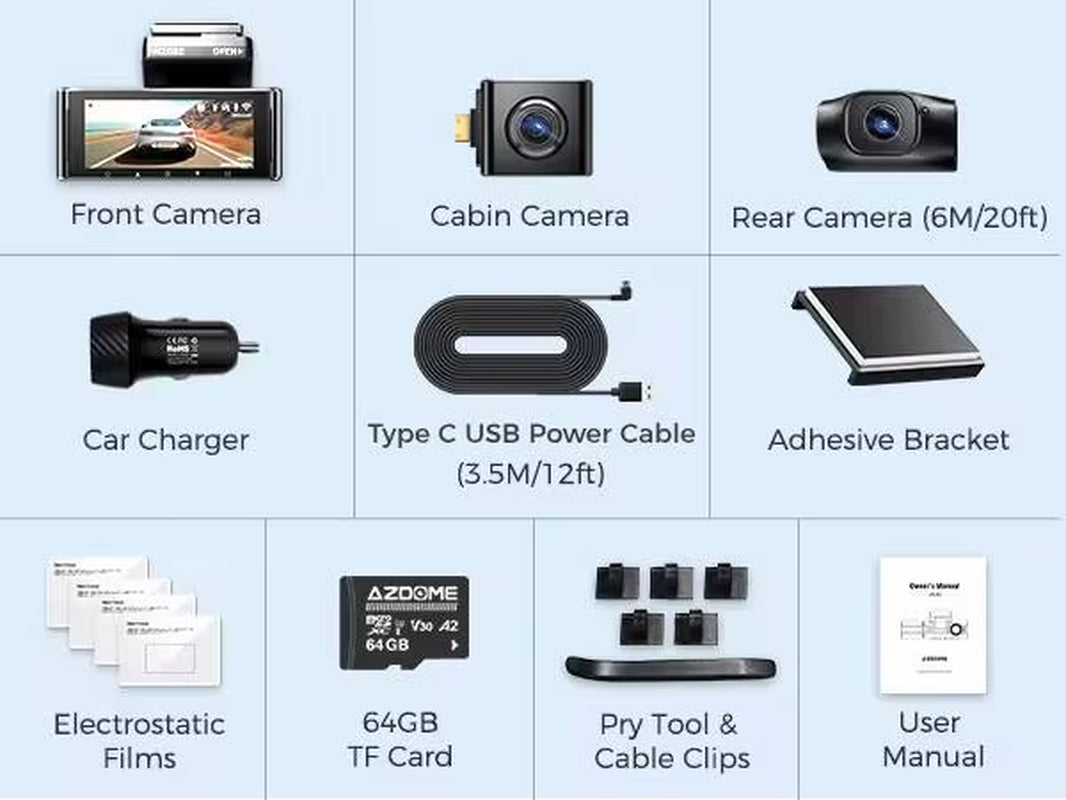 M550 Max 4K Dash Cam with Built-In GPS and Wi-Fi, 3.18” Screen, Night Vision, 24-Hour Parking Monitoring, Rear Camera Support